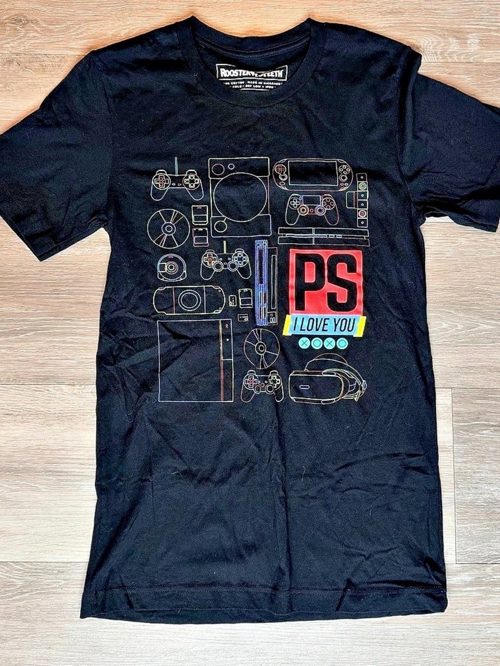 Rooster Teeth PS I Love You Gaming T-Shirt Graphic Tee Black Small